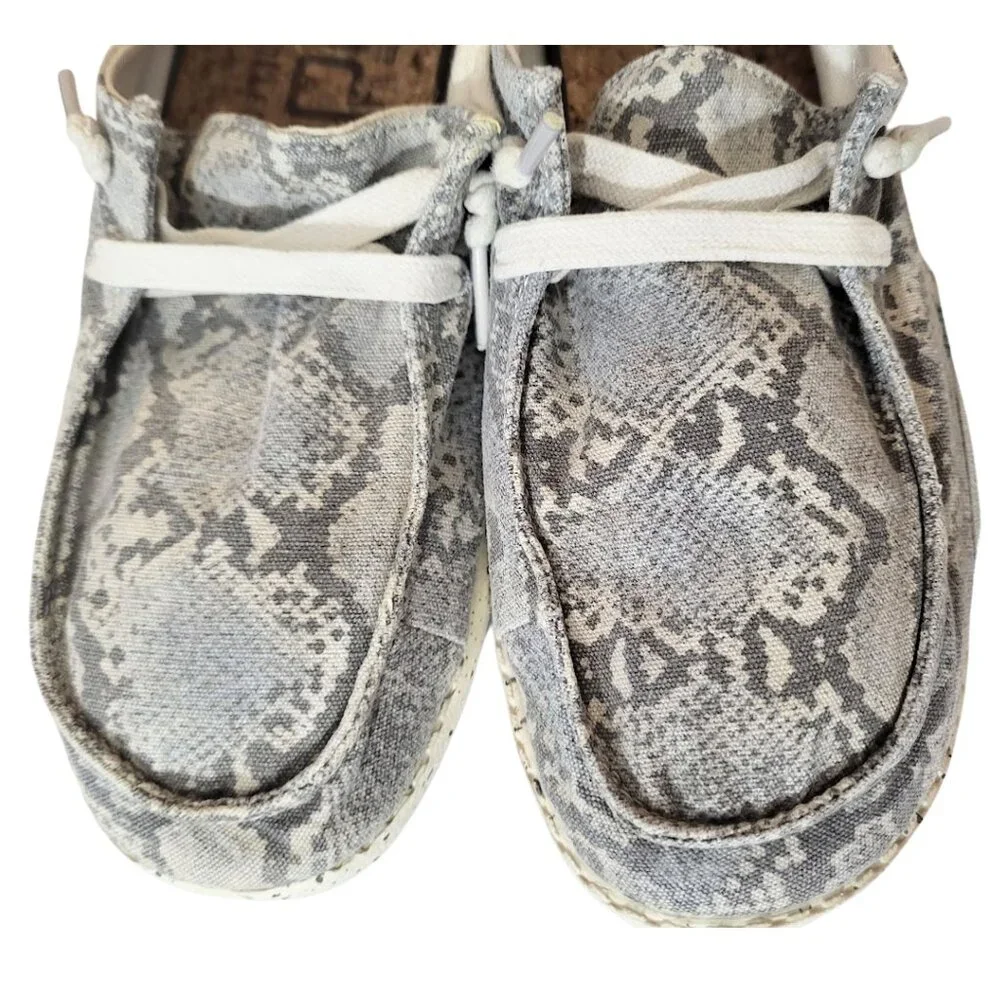 HEY DUDE Wendy Jungle Grey Washable Slip-On Shoes - Women's Size 6